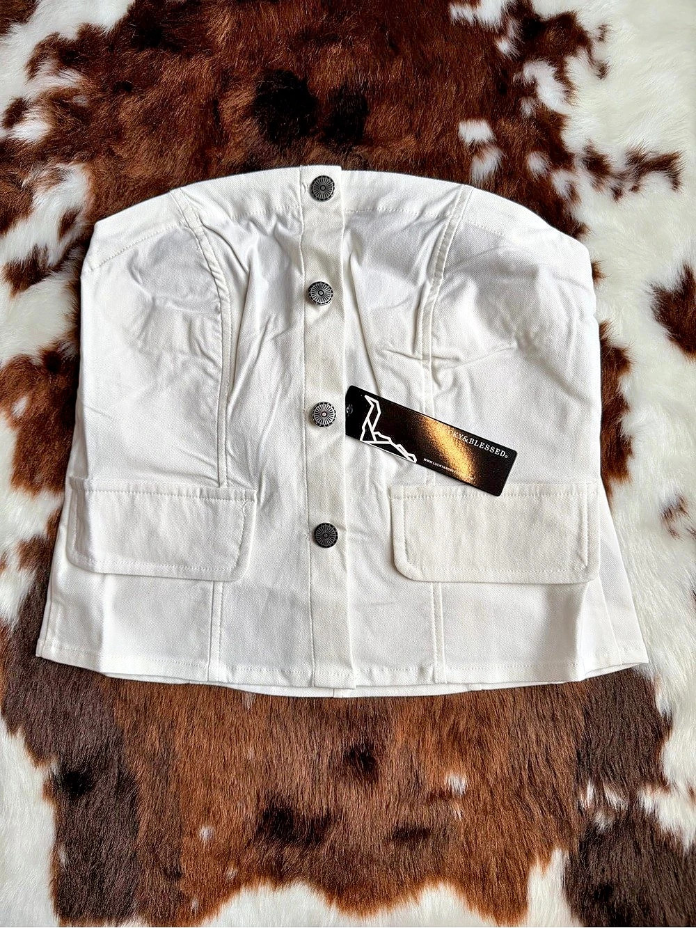 NWT Ivory White Button Down Corset Top Size [M] | Trendy Festival Streetwear